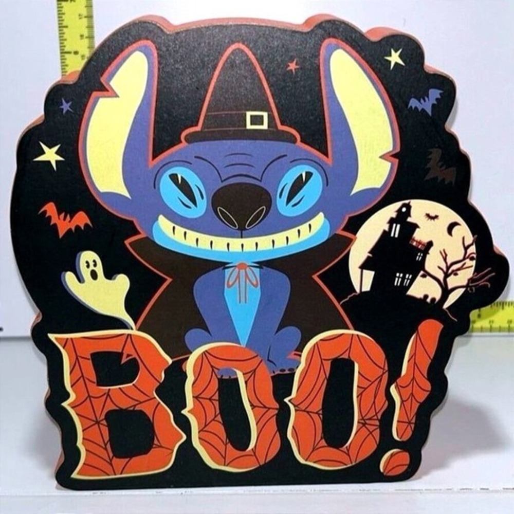 Disney Stitch Halloween Vampire Boo Wall Art Decor 8" Silver Buffalo 2024